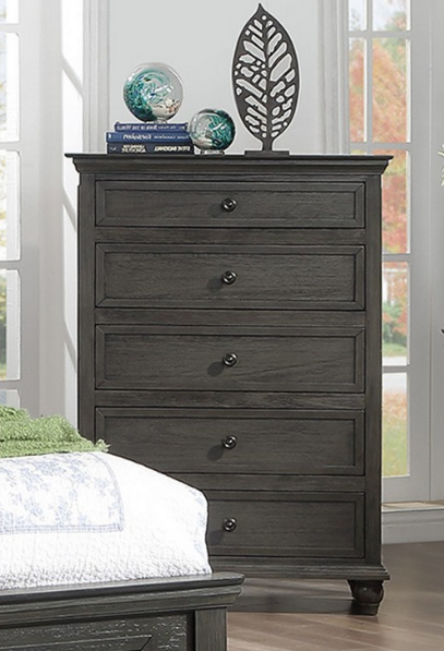 Poundex Contemporary Elegant Look 5 Drawer Dresser in Charcoal - F5469
