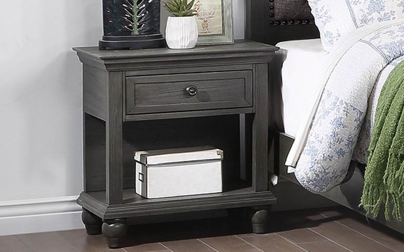 Poundex Contemporary Elegant Look Nightstand in Charcoal - F5466