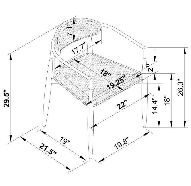 Alexis Fabric Upholstered Dining Arm Chair Grey Set of 2