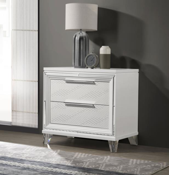 Marmore 64-Inch Queen Panel Bed LED Headboard White