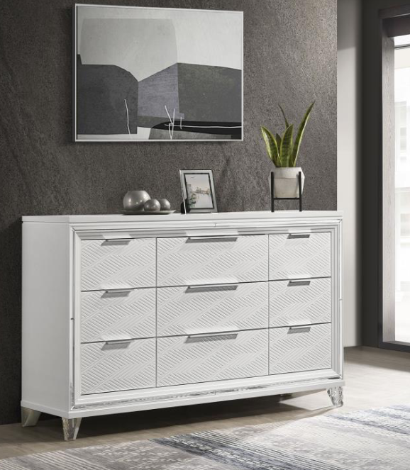 Marmore 64-Inch Queen Panel Bed LED Headboard White