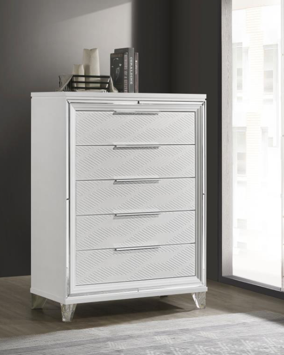 Marmore 64-Inch Queen Panel Bed LED Headboard White