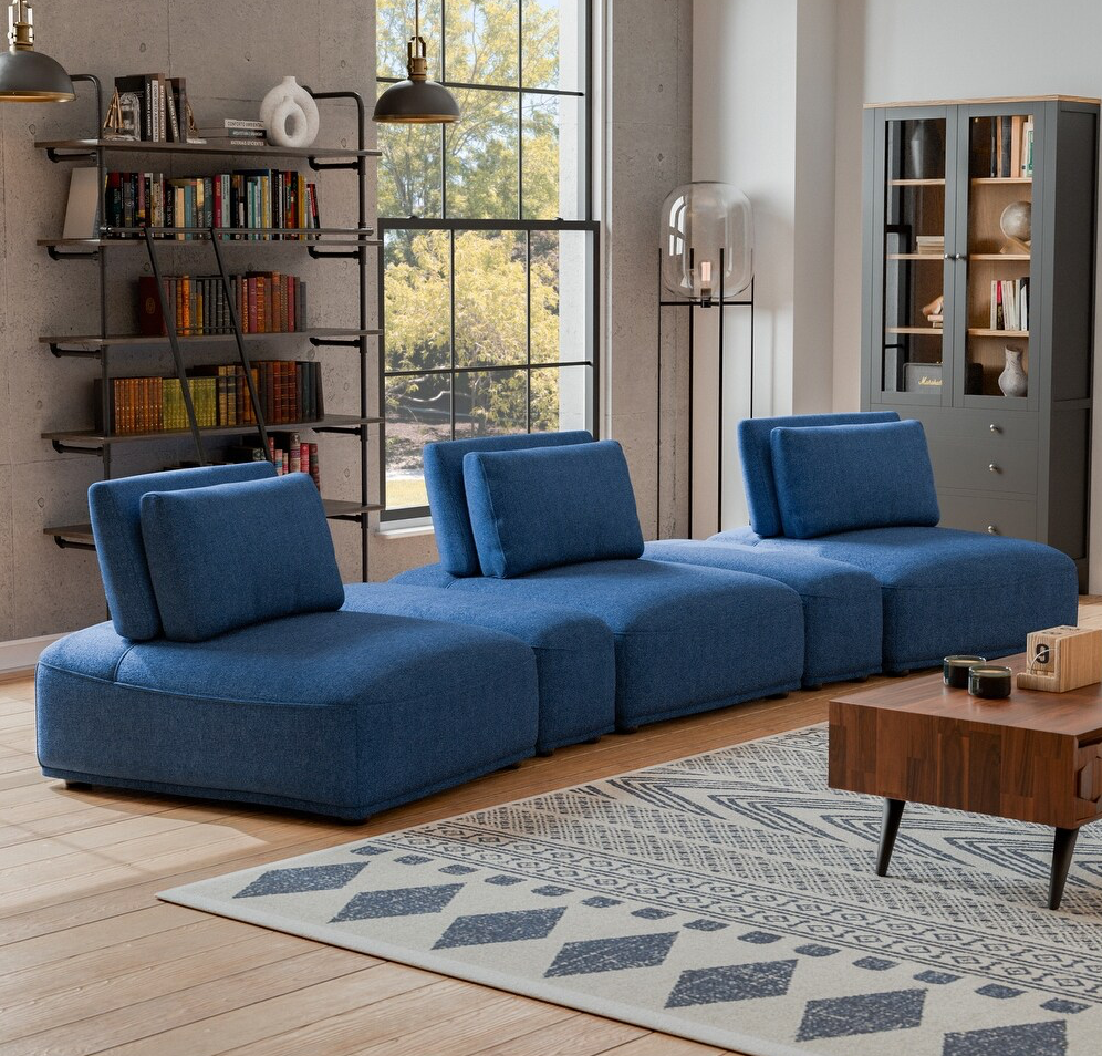 Stavanger Modern 5-Piece Modular L-Shape Sectional in Soft Chenille
