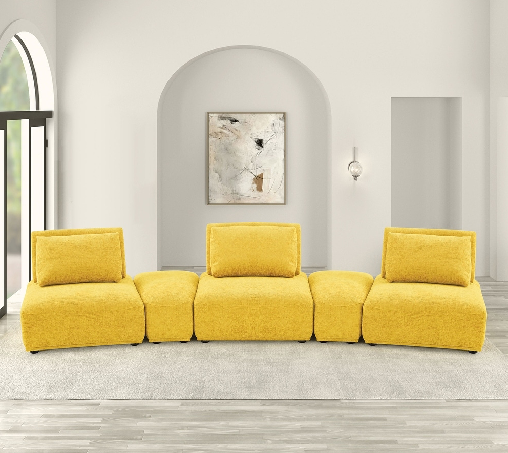 Stavanger Modern 5-Piece Modular Curved Sofa in Soft Chenille