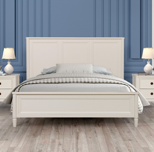 Altamira French Modern King Panel Bed, White