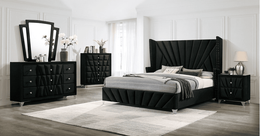 Carissa Art Deco Style King Wingback Bedroom Set