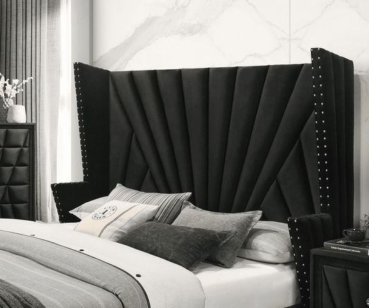 Carissa Art Deco Style King Wingback Bedroom Set