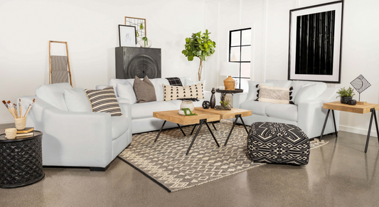 Ashlyn 2-Piece Upholstered Sloped Arms Living Room Set White