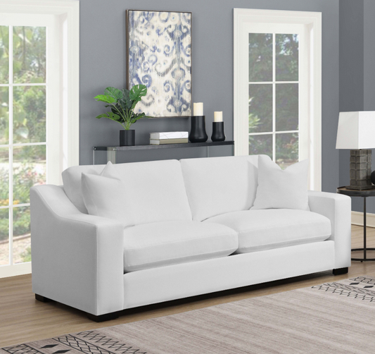 Ashlyn 2-Piece Upholstered Sloped Arms Living Room Set White
