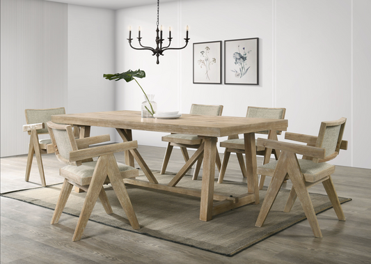 Guisborough 7 Piece Trestle Base Dining Set, Oak