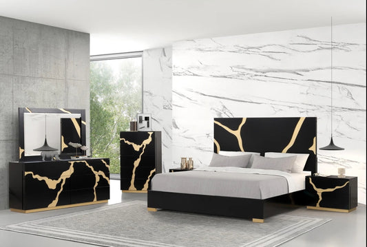 Goldsberg II Contemporary Bedroom Collection, Black & Gold