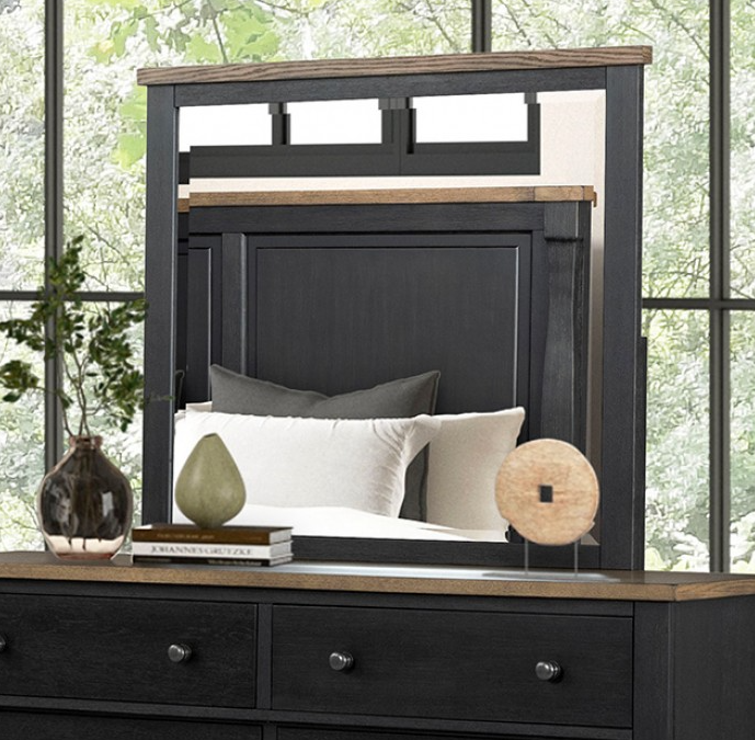 Neu Mills Modern Farmhouse Solid Wood King Bed, Black