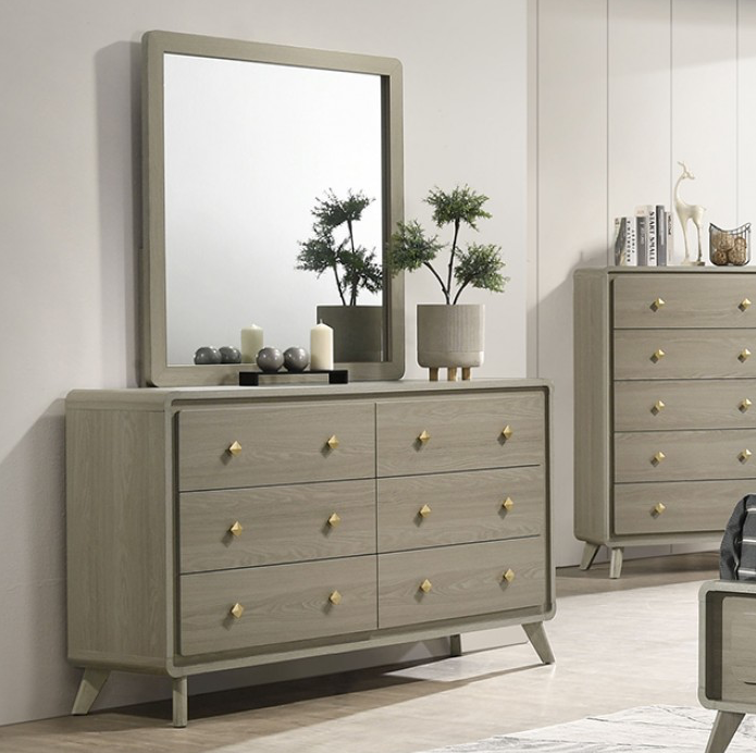 Rainier Modern Gray Bedroom Collection with LED Headboard