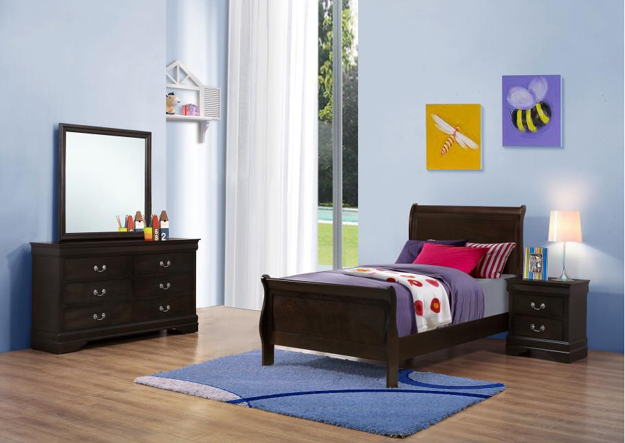 Trinity Classic Cappuccino Finish Sleigh Bedroom Set