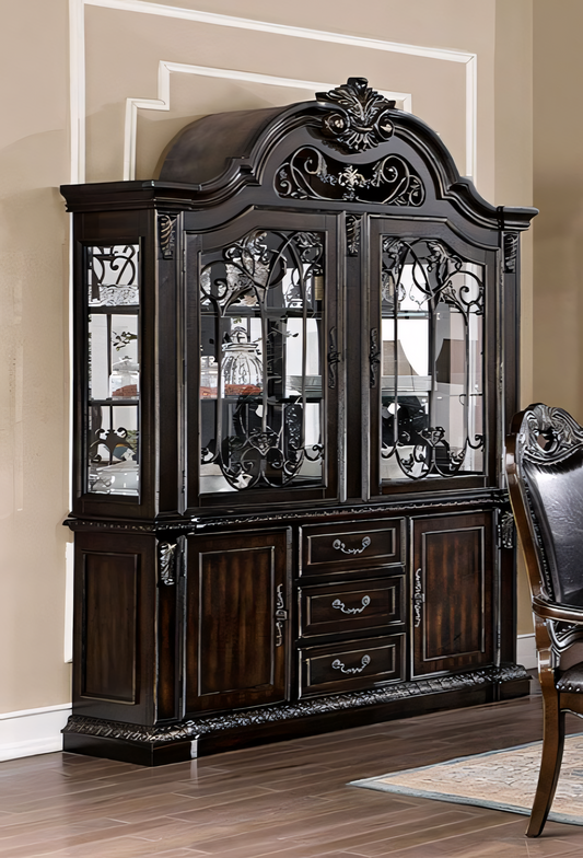 Lombardy Traditional Hutch & Buffet in Walnut