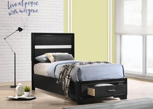 Miranda 54-Inch Twin Panel Storage Bed, Black