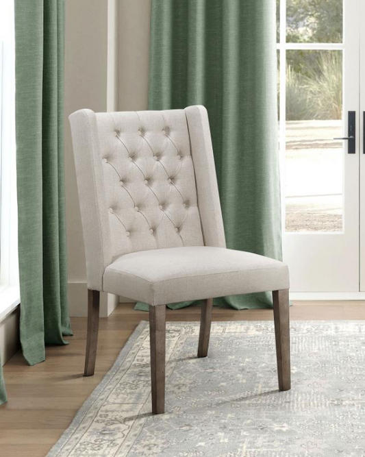 Bexley Tufted Side Chairs Dark Brown and Beige (Set of 2)