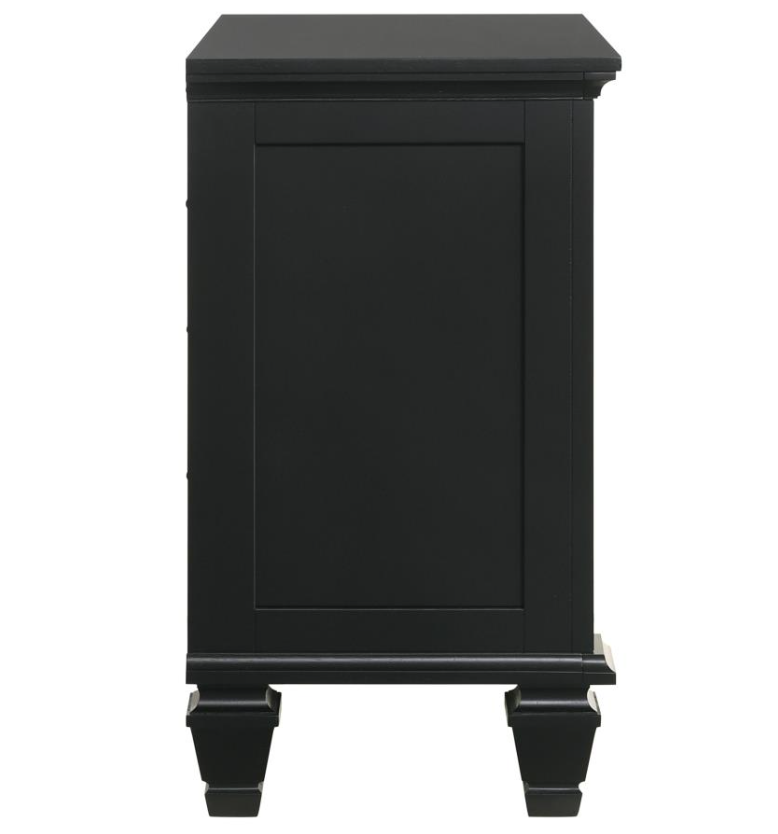 Sandy Beach Coastal Queen Storage Bed & 2 Nightstands Set – Black Finish