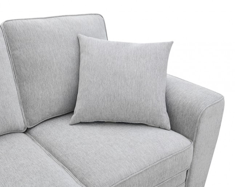 Enea Transitional Chenille Sofa & Loveseat Set with Pillows – Light Gray