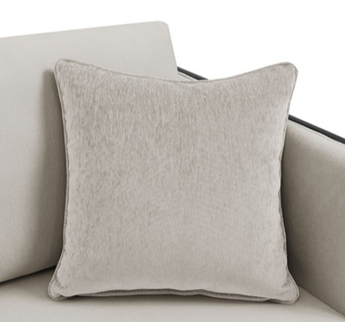 Benilde Transitional Sofa & Loveseat Set in Taupe Chenille with Beechwood Frame