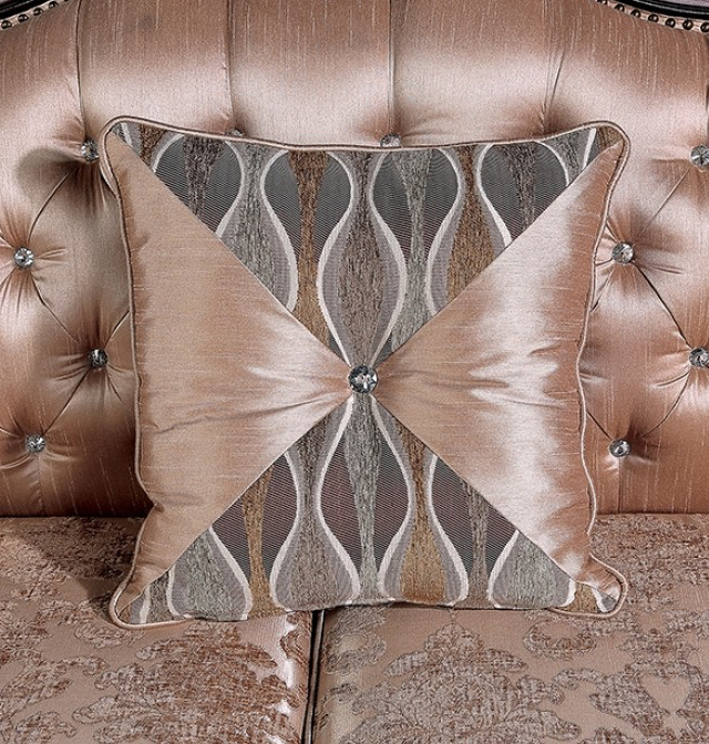 Veracruz Traditional Sofa & Loveseat Set with Wood Trim - Light Brown & Dark Cherry