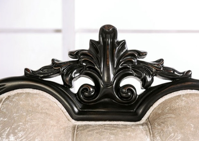 Acapulco Traditional Arm Chair in Off-White & Black with Wing Back Design