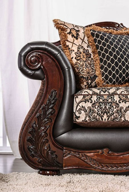 Jamael Traditional Sofa & Loveseat Set – Brown & Espresso