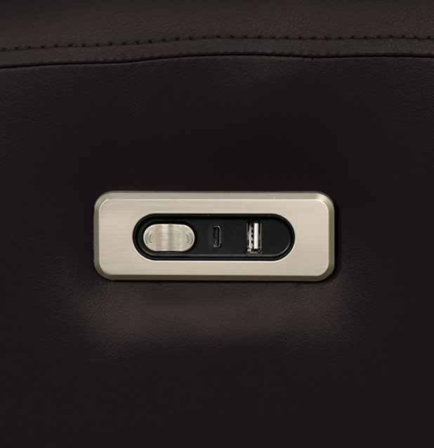 Schlieren Contemporary Power Reclining Sofa – Black Leatherette