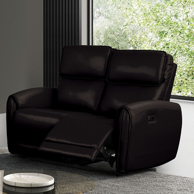 Schlieren Contemporary Power Reclining Sofa – Black Leatherette