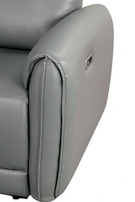 Schlieren Contemporary Power Reclining Sofa – Gray Leatherette