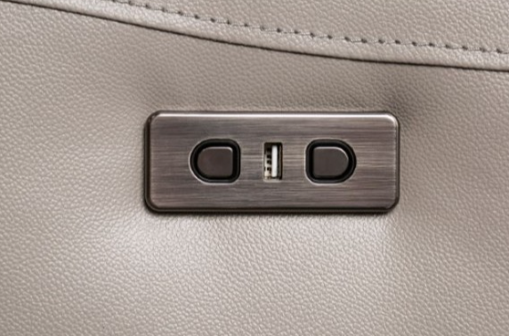 Gorgius Light Gray Top Grain Leather Power Reclining Sectional