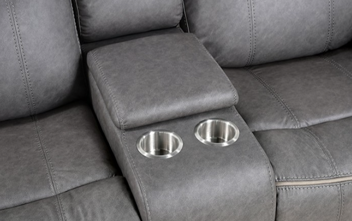 Agata 2-Piece Manual Reclining Living Room Set – Warm Gray Leatherette