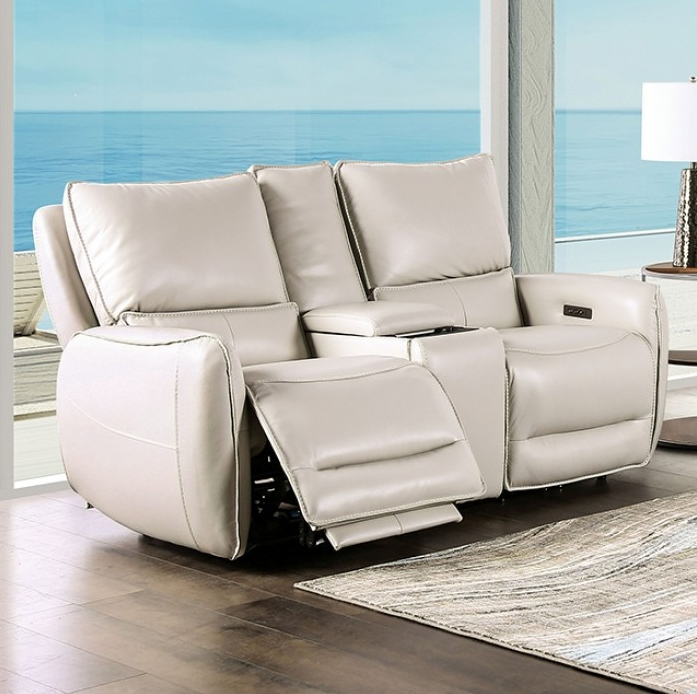 Phineas Transitional Power Reclining Sofa - Beige Leather