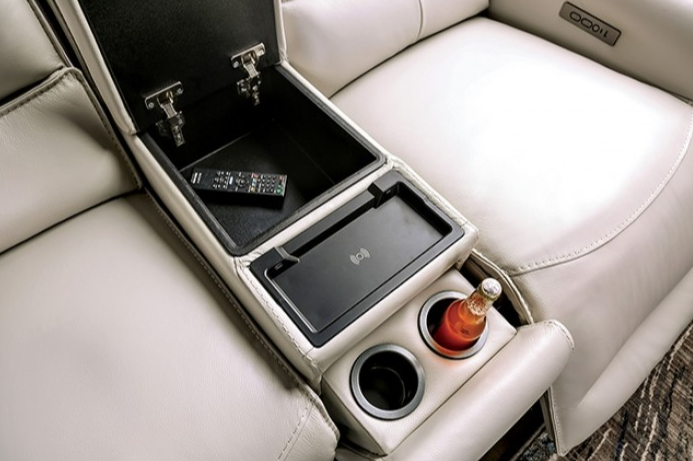 Phineas Transitional Power Reclining Sofa - Beige Leather