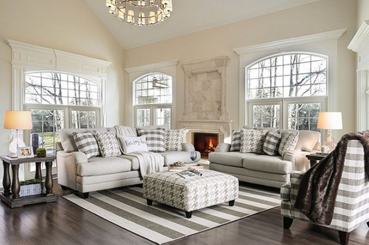 Christine Transitional Living Room Set in Light Gray