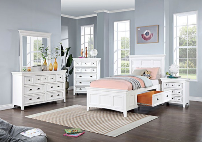 Castile 4-Piece Transitional Solid Wood Twin Bedroom Set - White