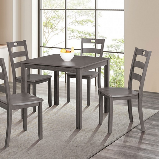 Lubbock Transitional 5PC Solid Wood Dining Set - Walnut