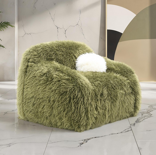 Darwen Contemporary Faux Fur Swivel Chair - Beige