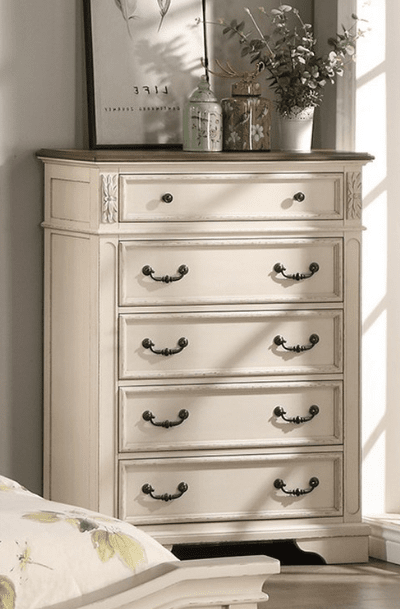 Poundex Classic Contemporary Style Dresser Mirror in Almond White - F5482
