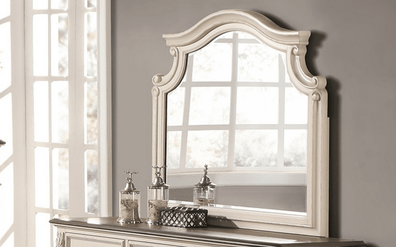 Poundex Classic Contemporary Style Dresser Mirror in Almond White - F5482