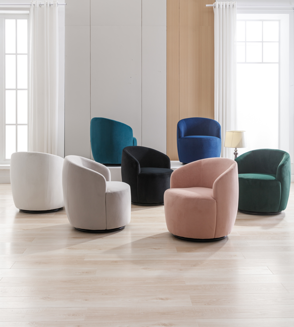 DG Collection Modern Velvet Fabric Swivel Barrel Accent Chair - Green