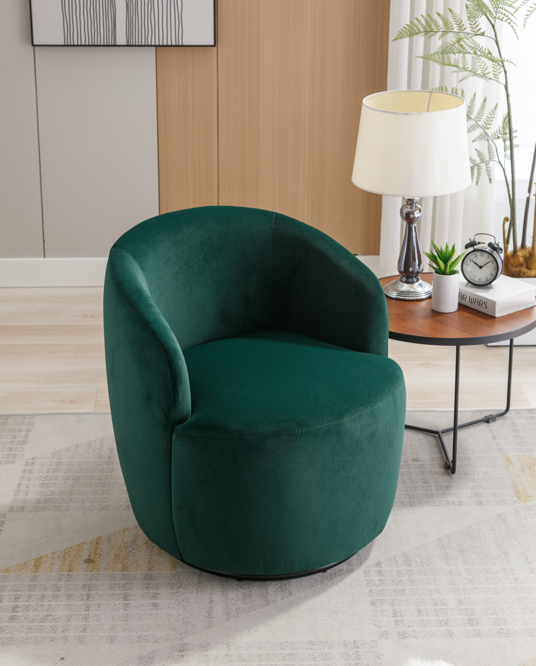 DG Collection Modern Velvet Fabric Swivel Barrel Accent Chair - Green