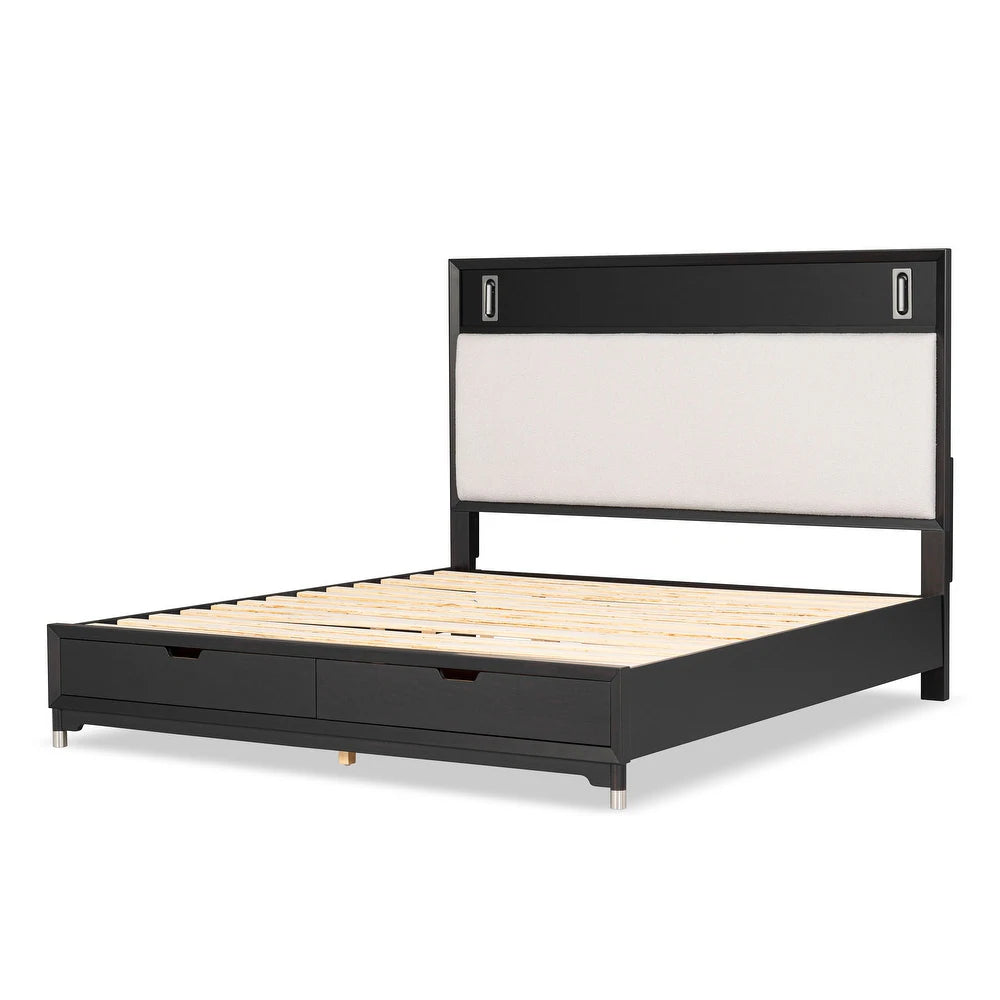 Torrance Mid-Century Modern Storage Bed, Black