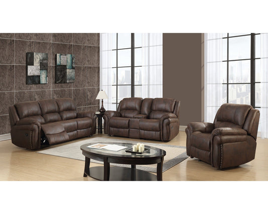 Markus Transitional Faux Leather Reclining Sofa - Chocolate