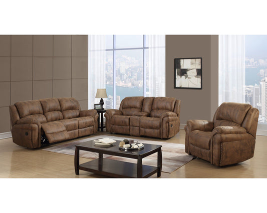 Markus 2-Piece Transitional Reclining Sofa & Loveseat Set - Saddle