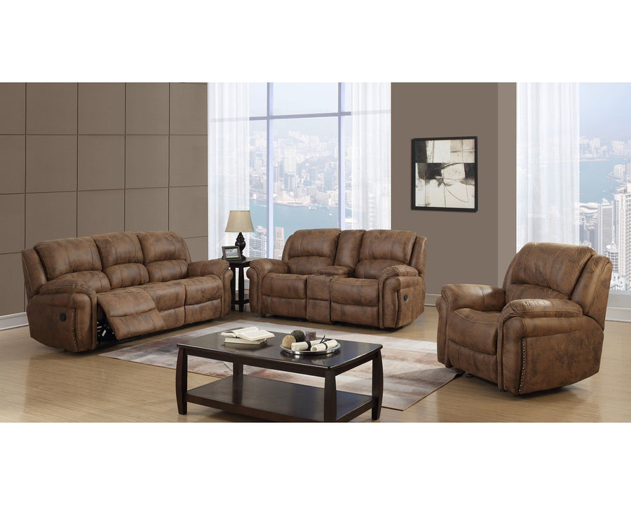 Markus Transitional Faux Leather Reclining Sofa - Saddle