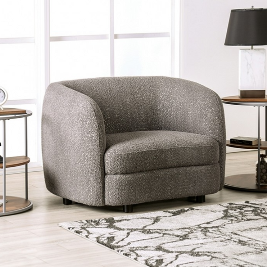 FOA Versoix Boucle Upholstered Kidney-Style Seat Accent Chair - Gray
