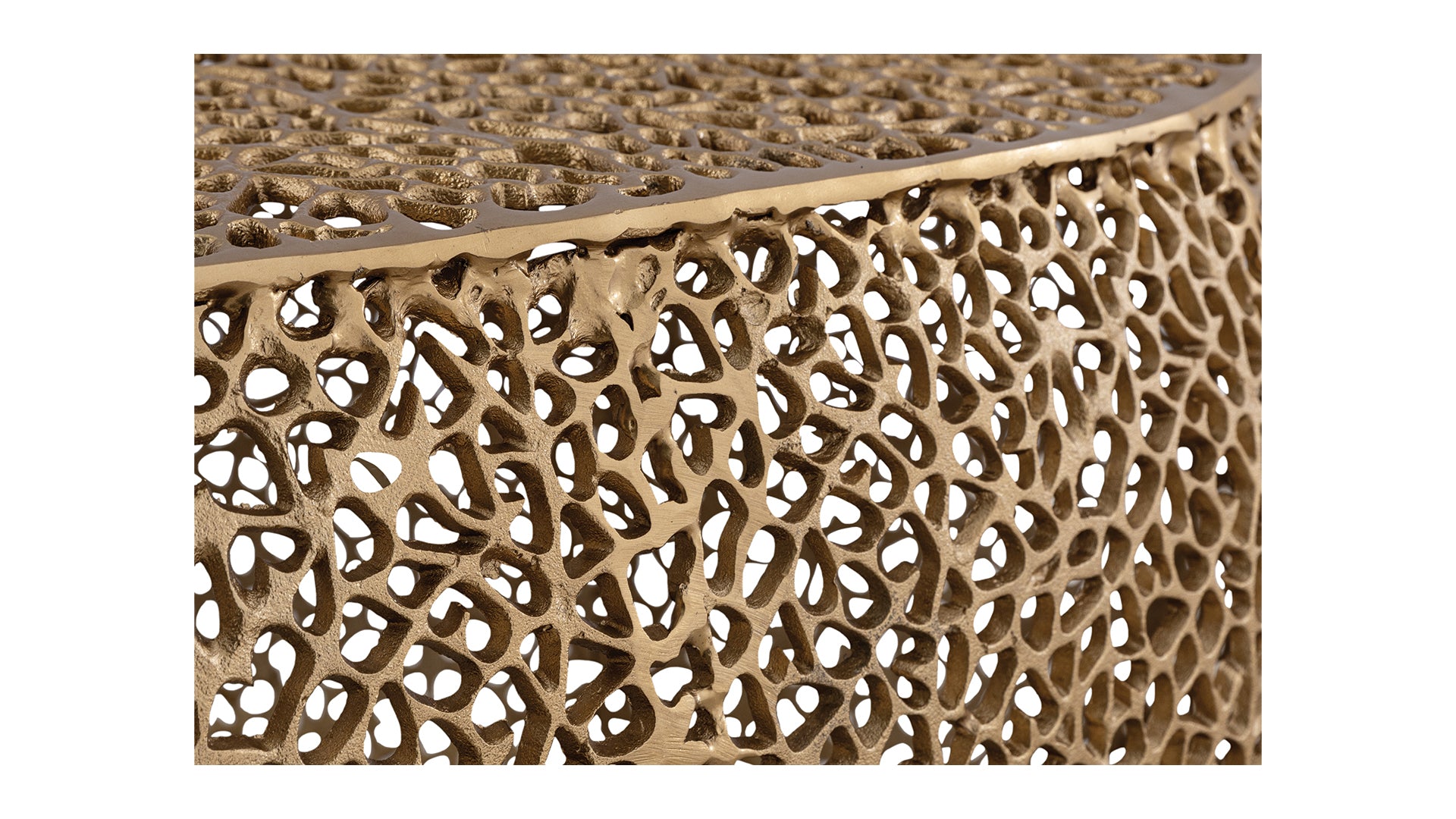 Azriel Oval Aluminum Mesh Coffee Table, Gold