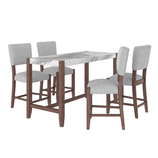5-Piece Counter Height Dining Set - White+gray - primary color shot
