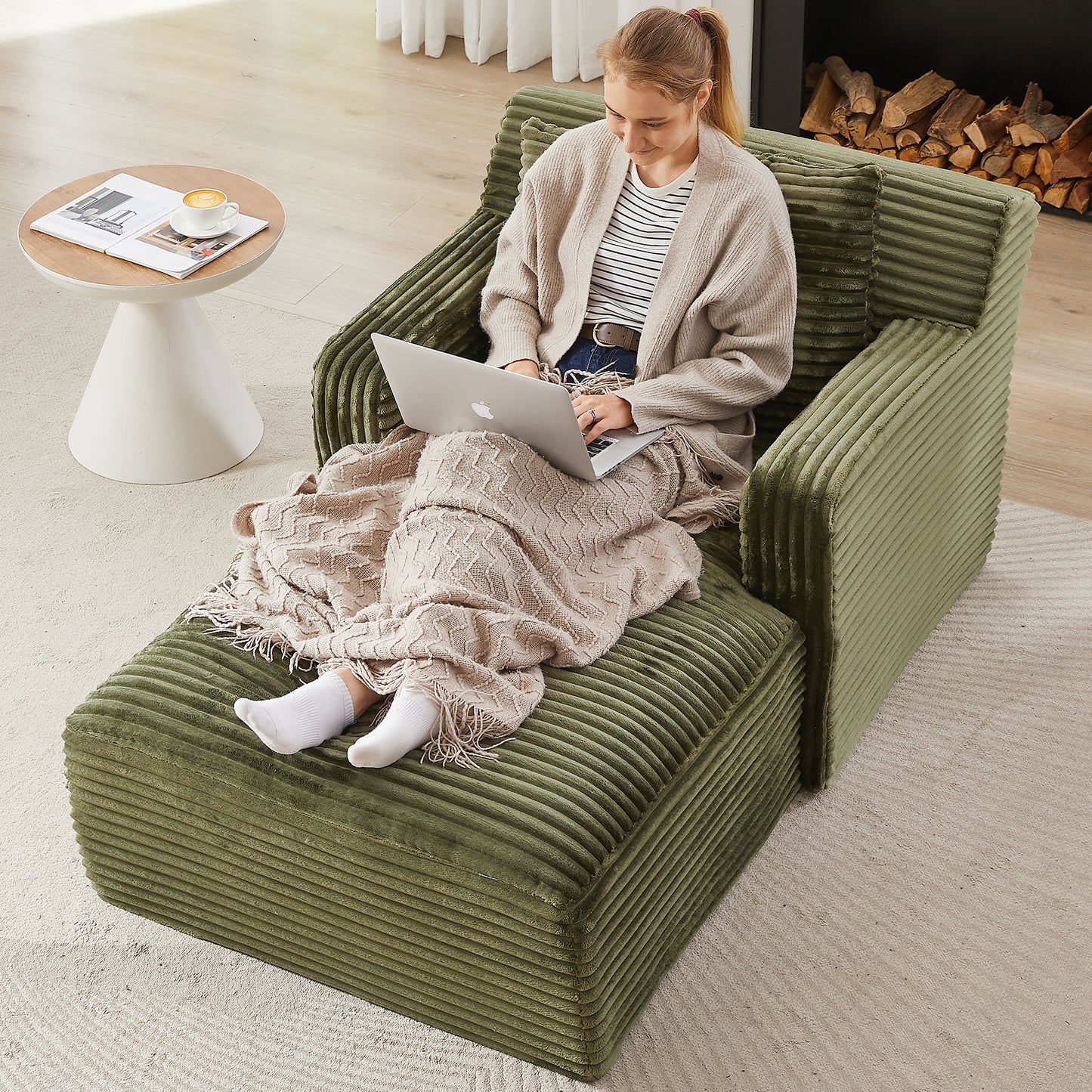 Indoor Single Chaise Sofa - Green - detail view 4